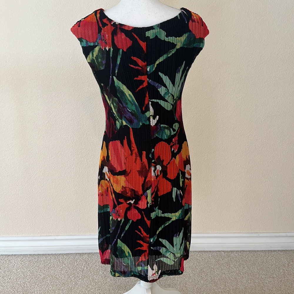 connected apparel Black Floral Sheath Dress with Red & Green Accents - Picture 4 of 6